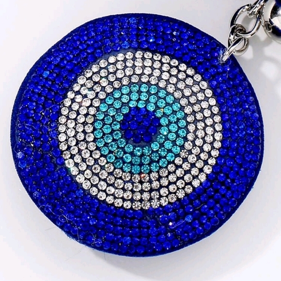 🔹️Evil eye 🔹️blue Rhinestone Decor heart Charm Keychain ✨️💙👀 - Picture 4 of 4